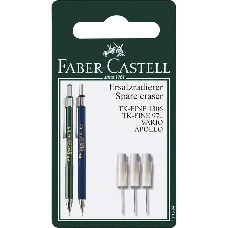 Faber-Castell Ersatzradierer für Executive, Grip 1347, TK-Fine – Weiss, 3 Stk.