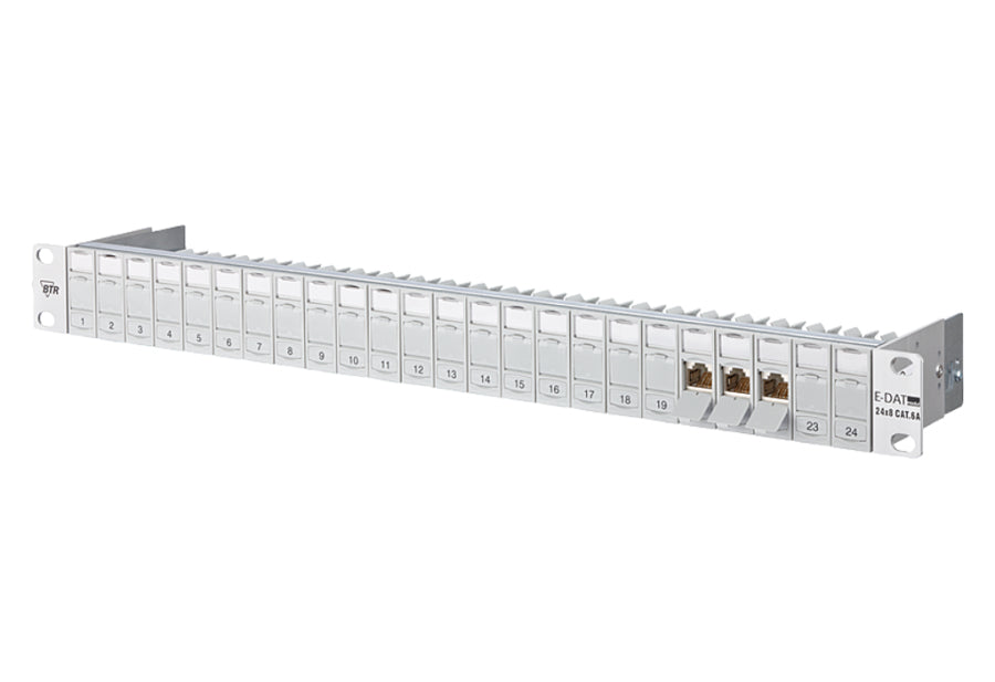METZ CONNECT Patchpanel Cat.6A (Klasse EA) – 24× RJ‑45, geschirmt, 19", 1U, für 10G (IEEE 802.3an)