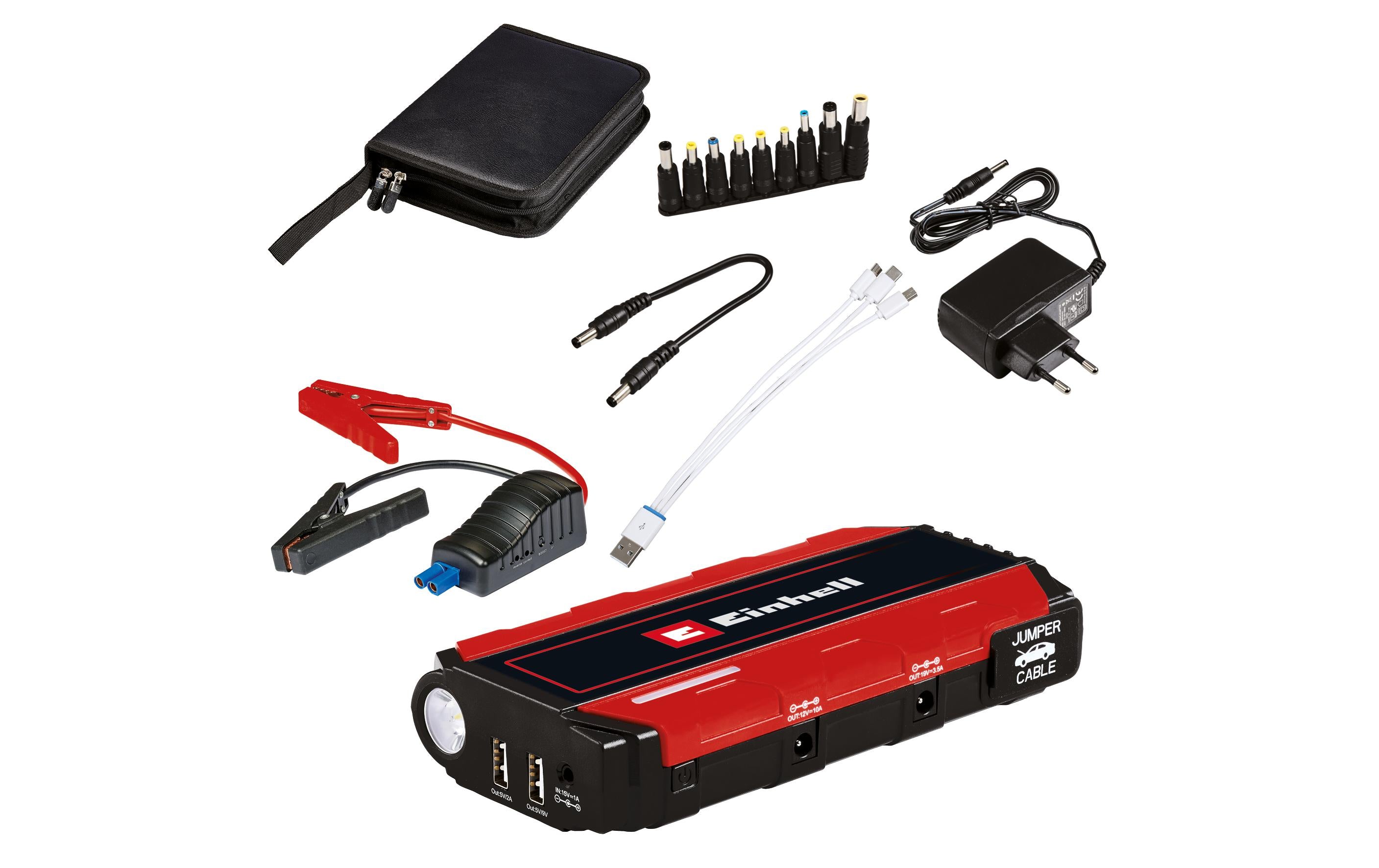 Einhell automotive Einhell CE-JS 12 Starterbooster 3'700 mAh – 12 V, 200 A Startstrom, 2× USB, Rot