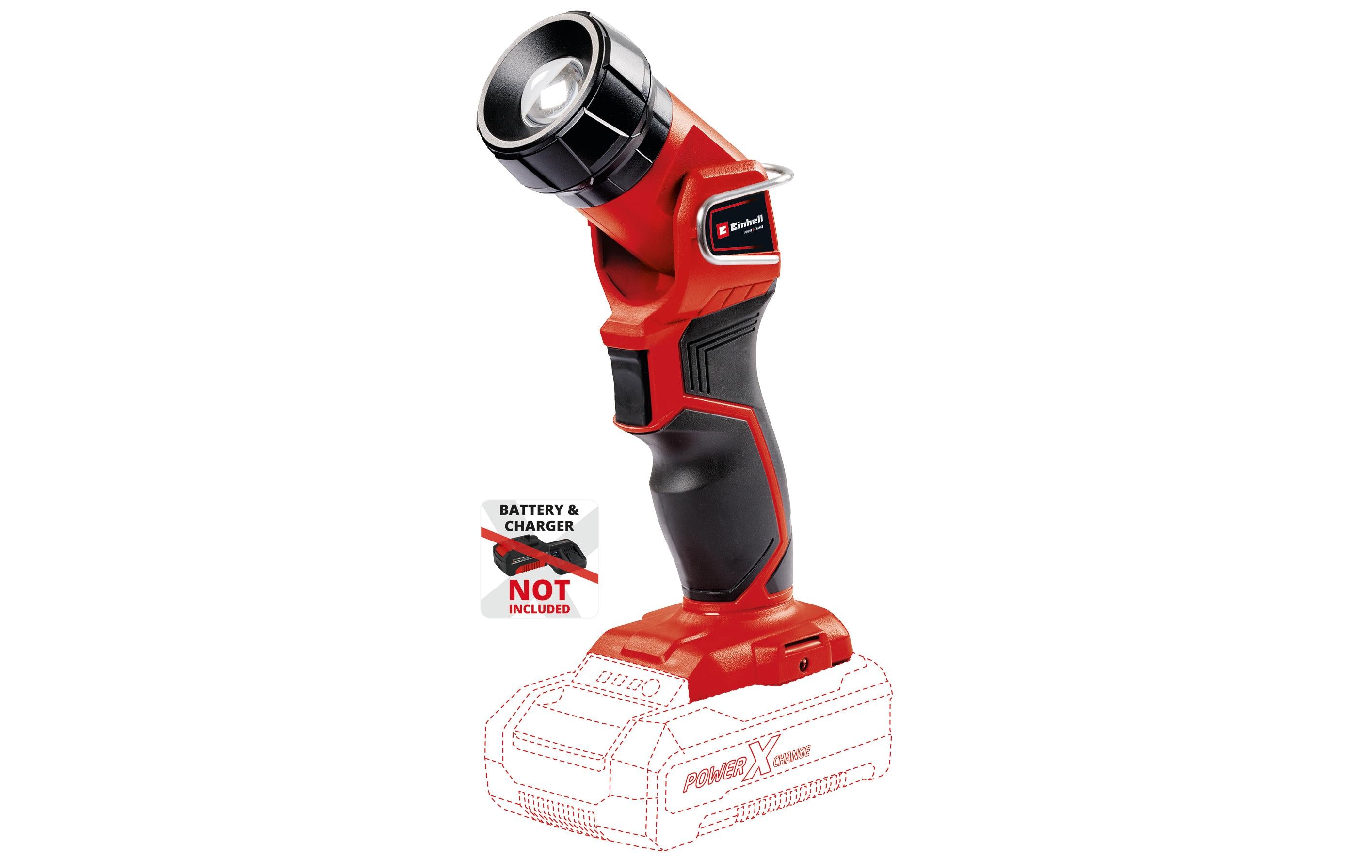 Einhell Taschenlampe TE-CL 18 Li H Solo – 280 lm, Akku 18 V Power X-Change – Rot