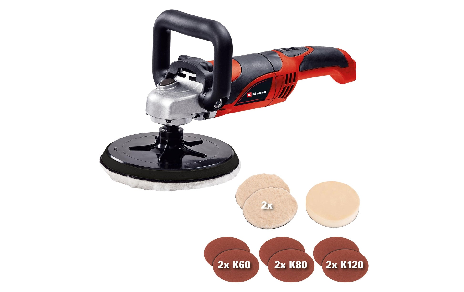 Einhell CC-PO 1100/1E Poliermaschine – 1100 W – Ø 180 mm – Netzbetrieb, Kabellänge 2 m