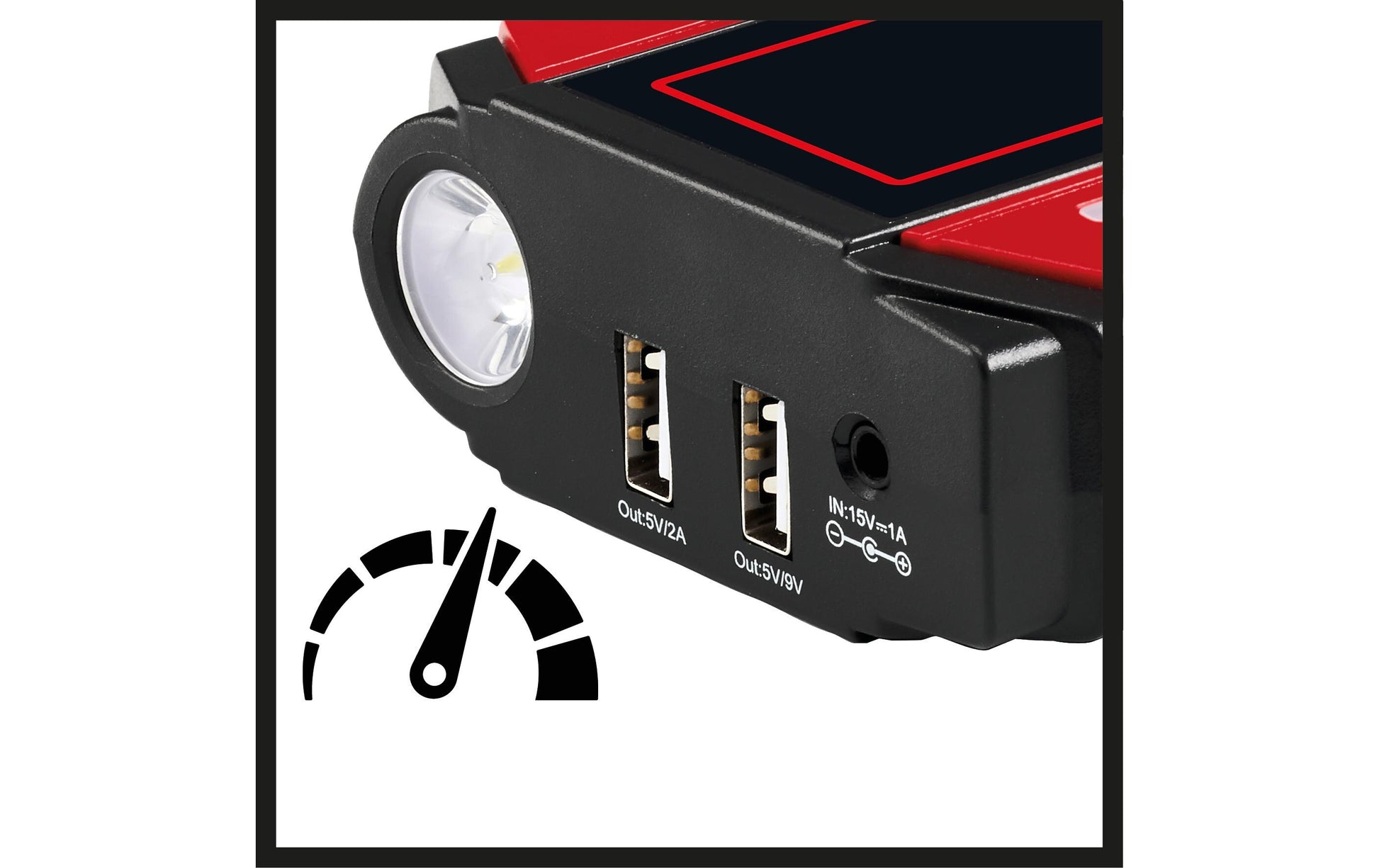 Einhell automotive Einhell CE-JS 12 Starterbooster 3'700 mAh – 12 V, 200 A Startstrom, 2× USB, Rot