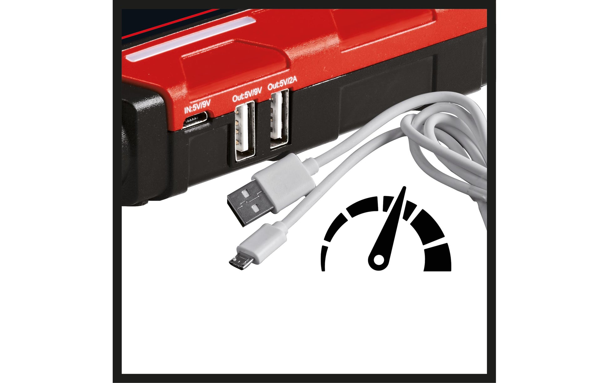 Einhell automotive Einhell Starterbooster CE-JS 8 – Mini – für 12 V – Startstrom 200 A, LED-Taschenlampe, 2× USB