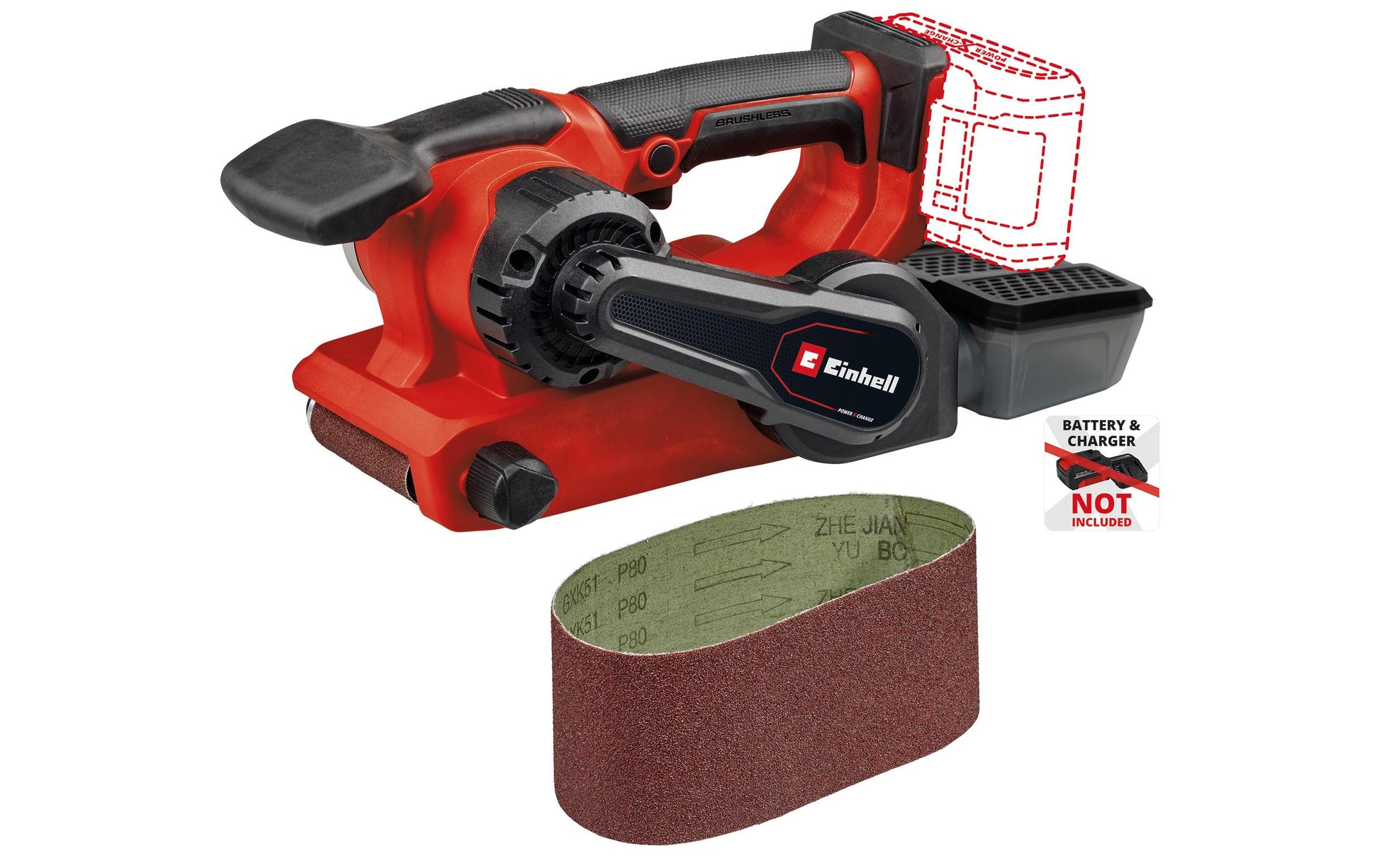 Einhell professional Einhell Bandschleifer TP-BS 18/457 Li BL – 18 V (Power X-Change) – Solo – Spannvorrichtung