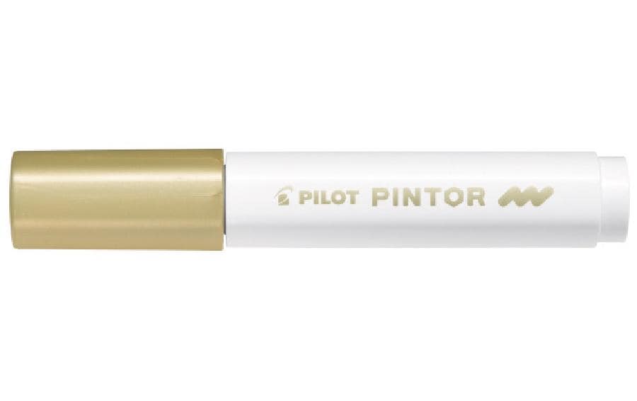 Pilot Pigmentmarker Pintor – Rundspitze 1,5-2,2 mm – Metallic Gold – Für dunkle Oberflächen geeignet