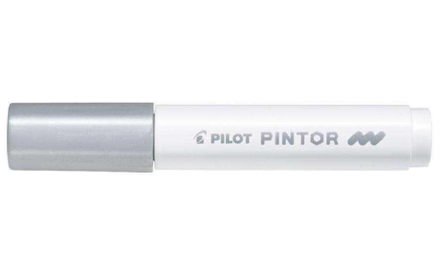 Pilot Pintor M Kreativ-/Pigmentmarker – Mittlere Spitze 1,4–4,5 mm, Silber, Deckend – Für Viele Oberflächen