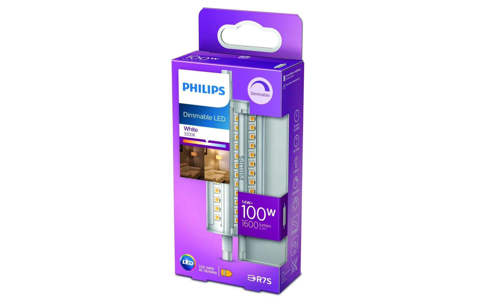 Philips by Signify Philips LED-Leuchtmittel R7S 118 mm – Warmweiss 3000 K, 1600 lm, 14 W – 1 Stk.