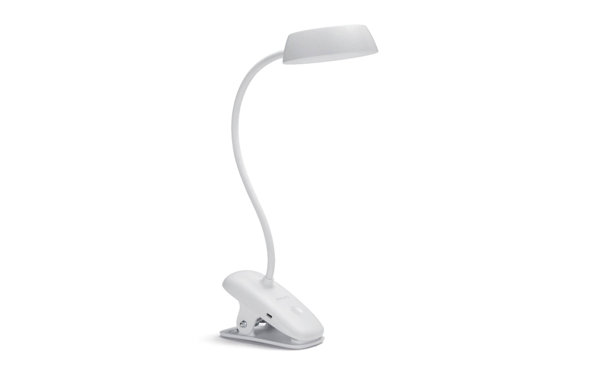 Philips by Signify Philips Tischleuchte Donutclip – 30 × 20 × 9,9 cm, 175 lm, 3 W, 4000 K, dimmbar, weiss, USB