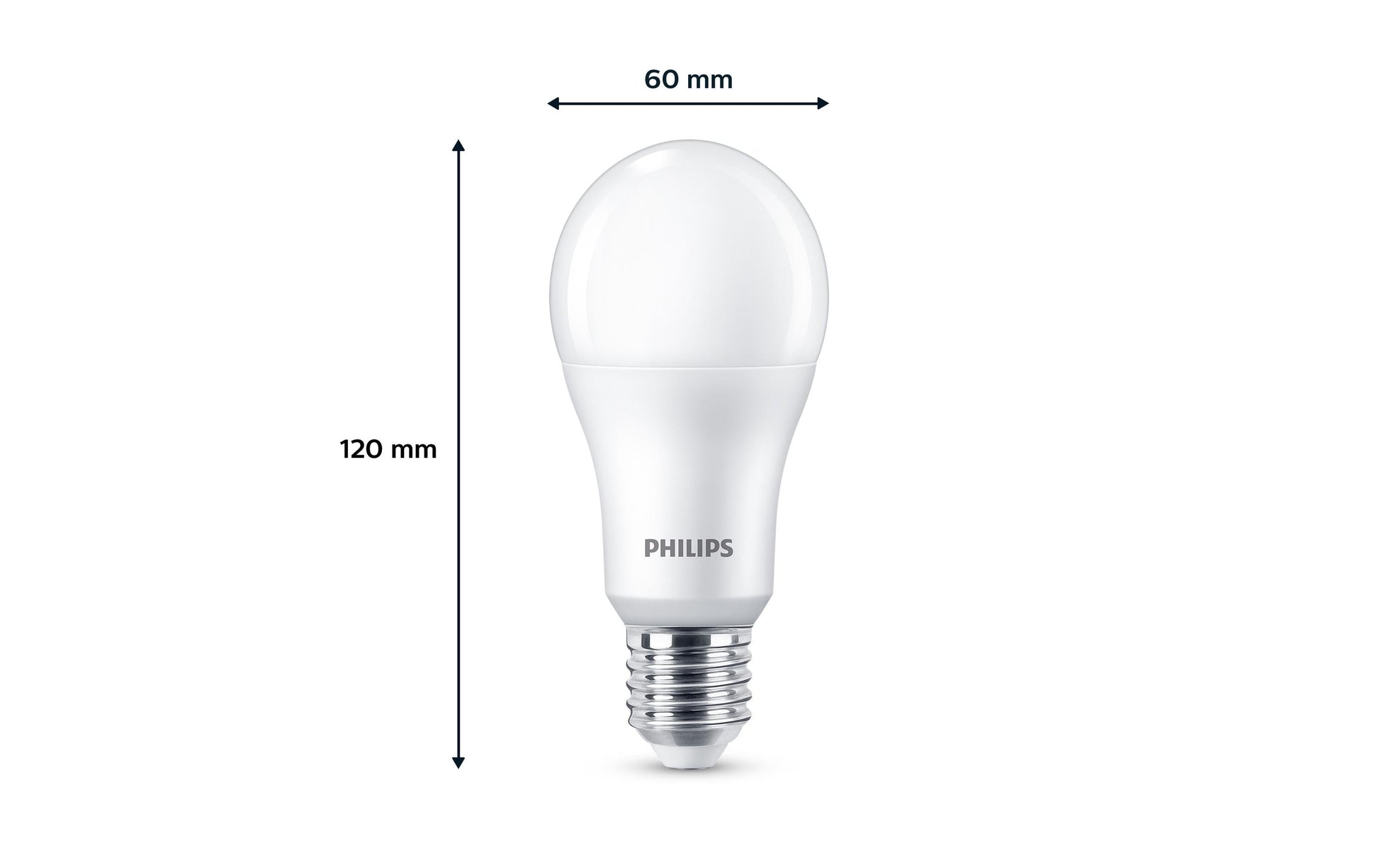 Philips by Signify Philips LED-Leuchtmittel E27 A-Form – Warmweiss 2700 K, 1521 lm, 13 W – IP20 – 2 Stk. – Weiss/Aluminium