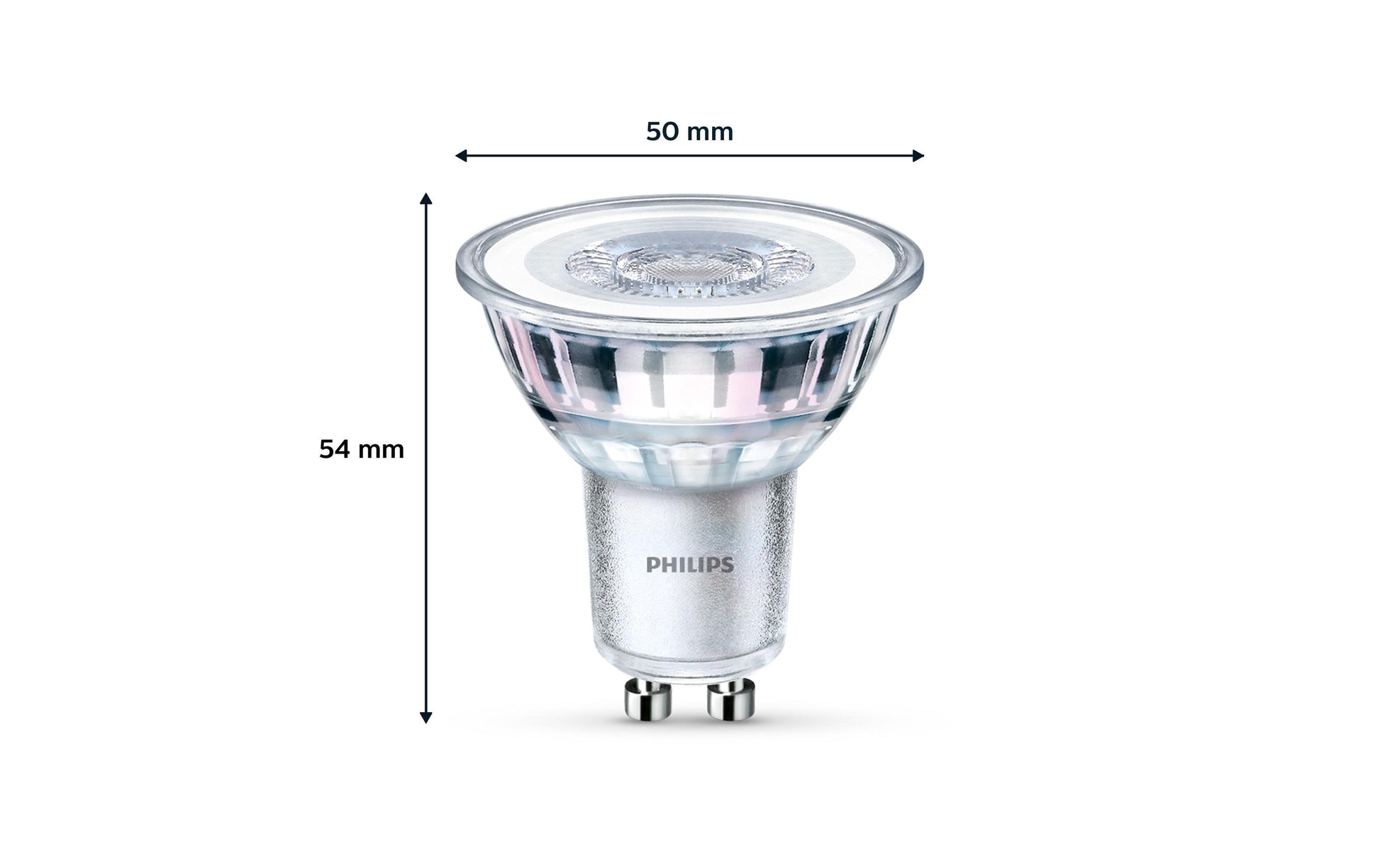 Philips by Signify Philips LED-Leuchtmittel GU10 – Neutralweiss 4000 K, 390 lm, 4,6 W, 36° – 3 Stk., Silber/Glas