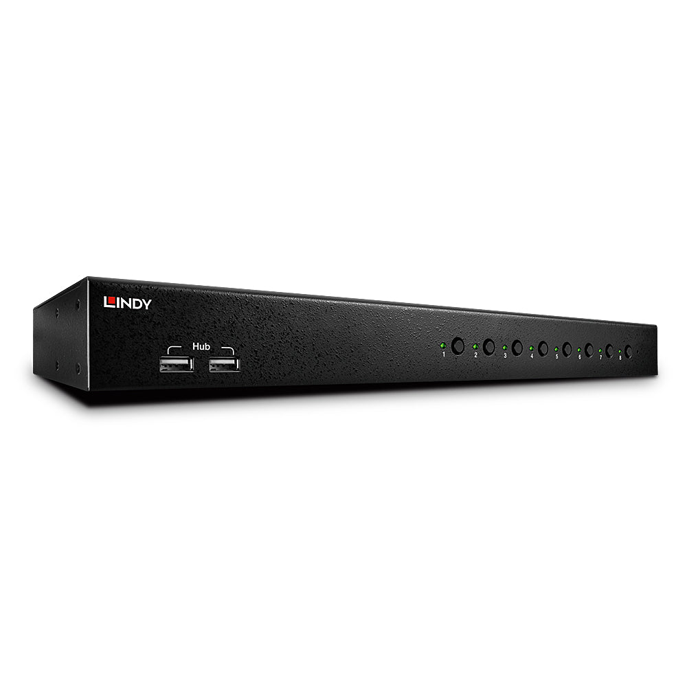 Lindy KVM Switch Pro – KVM-Switch, USB 2.0/DVI-I/Audio, 8 Port, 19" Rack