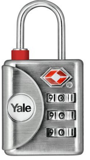 Yale Gepäckschloss – Zahlenschloss, 3-stellig – für Gepäck, Rucksäcke, Koffer – Silber – Zink – 1 Stk.