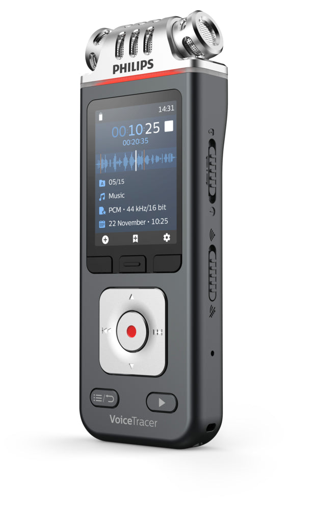 Philips VoiceTracer DVT8115 – Digitales Diktiergerät – 8 GB, mit Lautsprecher – Grau