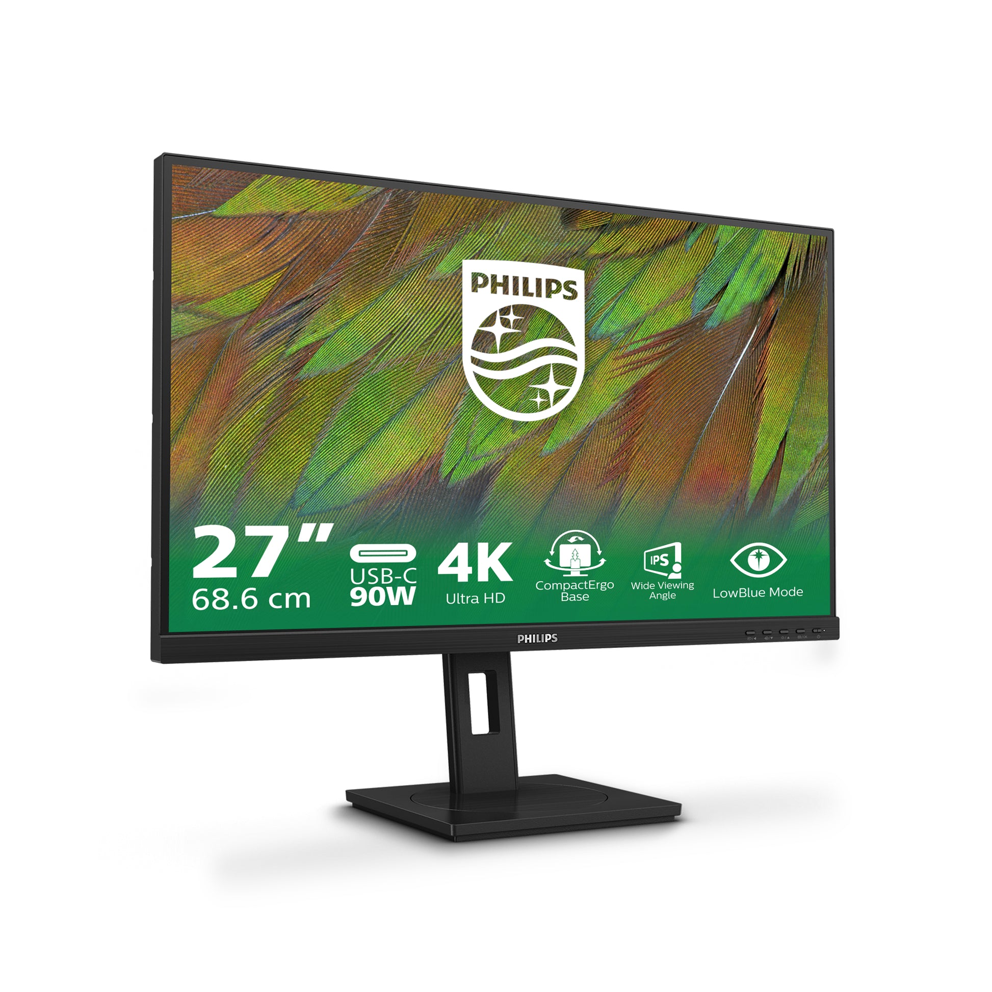 Philips 27B1U3900/00 – Monitor, 27" 3840 × 2160 (UHD 4K), IPS, 60 Hz, USB-C, 2× HDMI, VESA 100 × 100, Schwarz