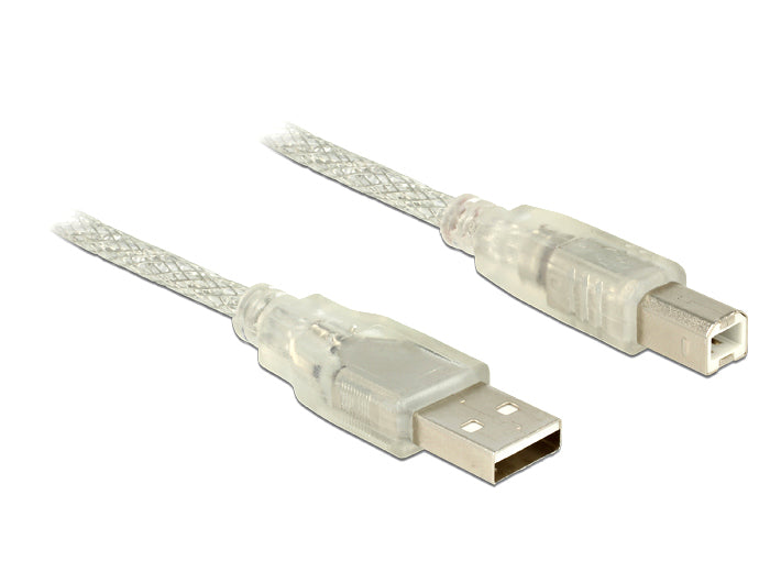 DeLOCK USB-A auf USB-B Kabel – USB 2.0 (480 Mbit/s) – 2 m – Transparent