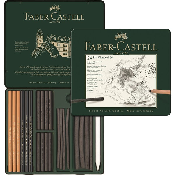Faber-Castell Kohleset – Anthrazit, Zeichenskohle, 24er-Pack