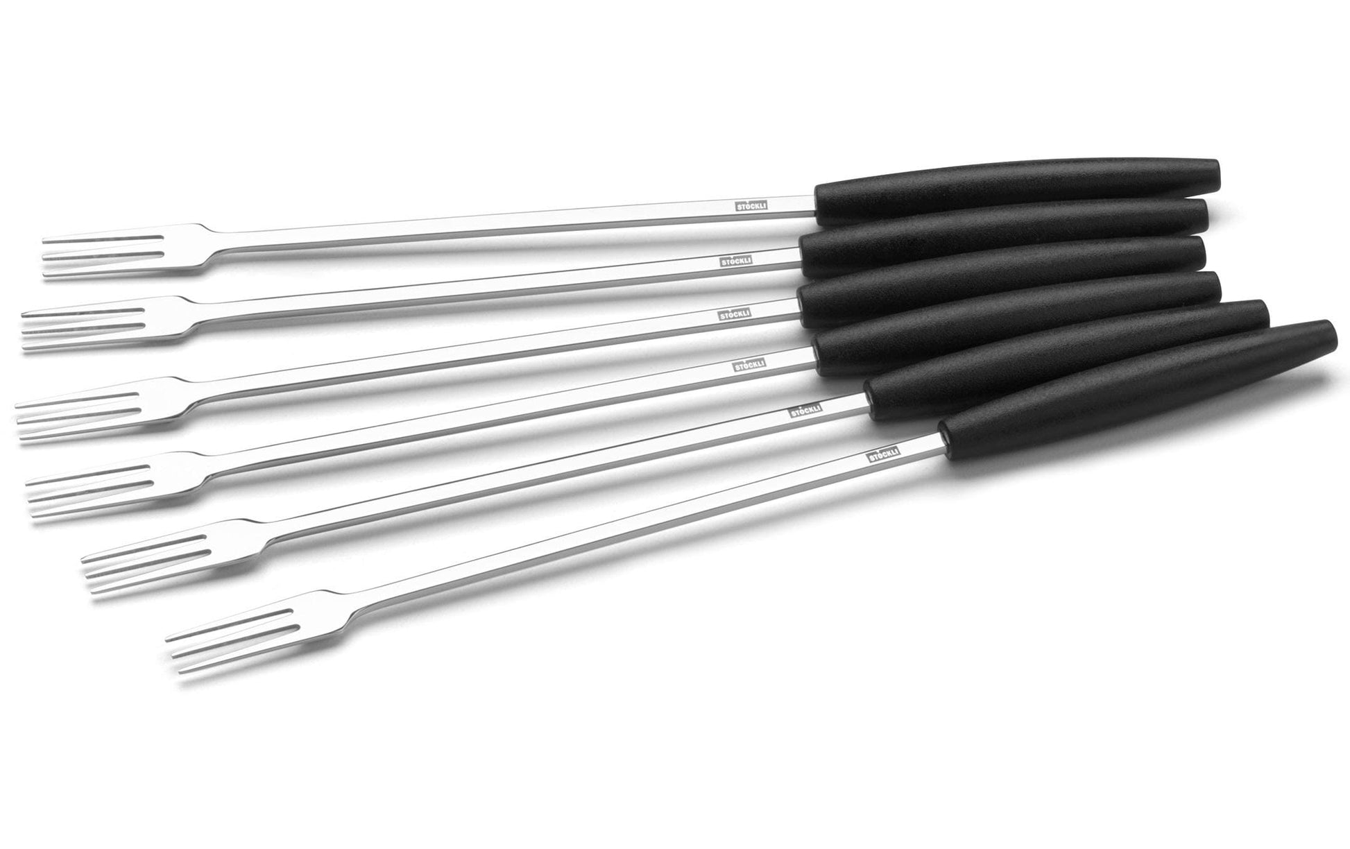 Stöckli Alpine Käsefonduegabeln – Edelstahl, 29 cm, Silber, spülmaschinenfest, 6 Stk.