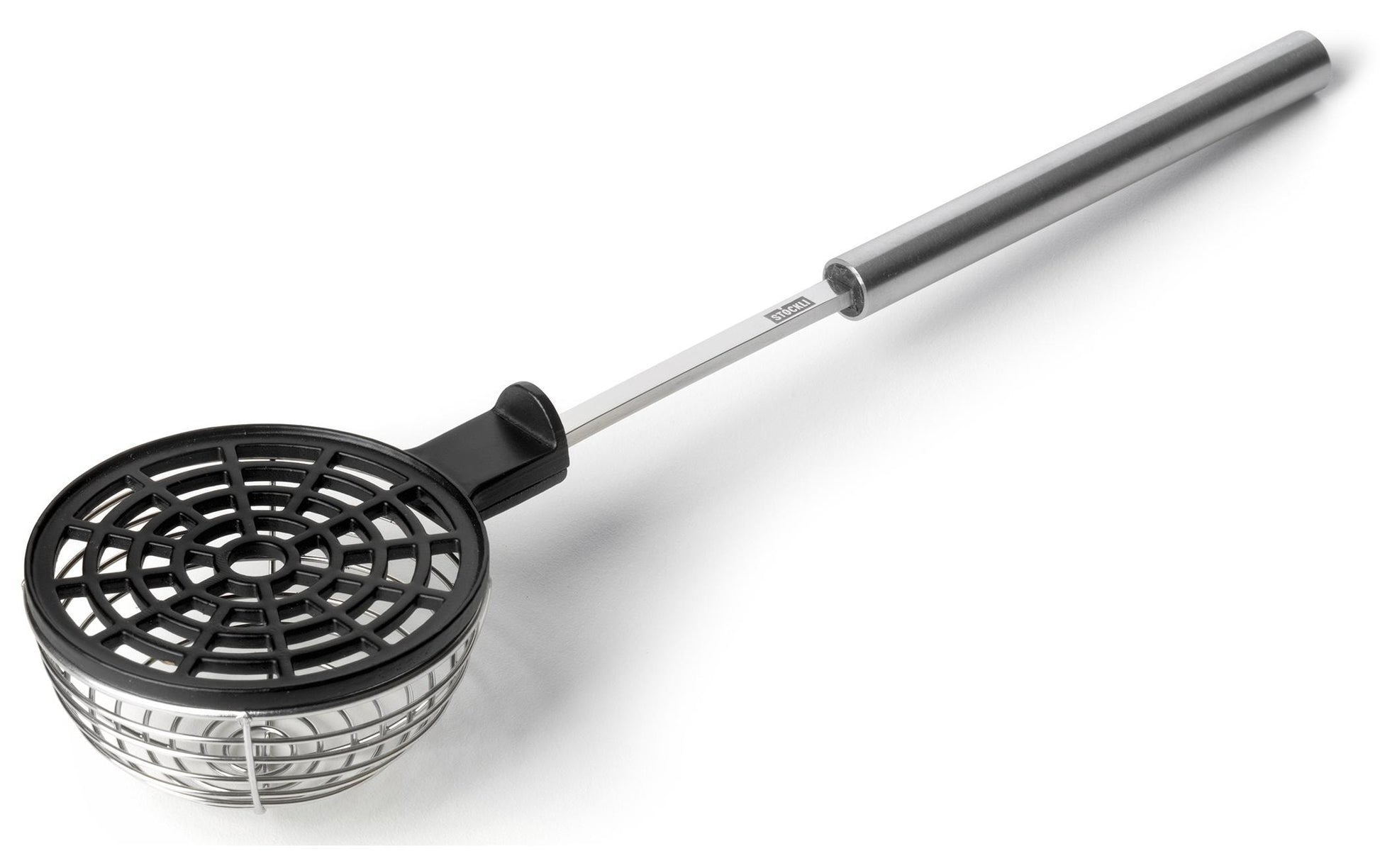Stöckli Fondueabschäumer 25,5 cm, Ø 6 cm, Edelstahl, Schwarz/Silber, 2 Stk., mit Deckel