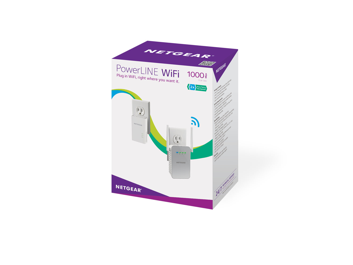 NETGEAR PLW1000 – Powerline WLAN-Set – 1 Gbit/s, Wi-Fi 5 (802.11ac), 1× RJ-45, Weiss