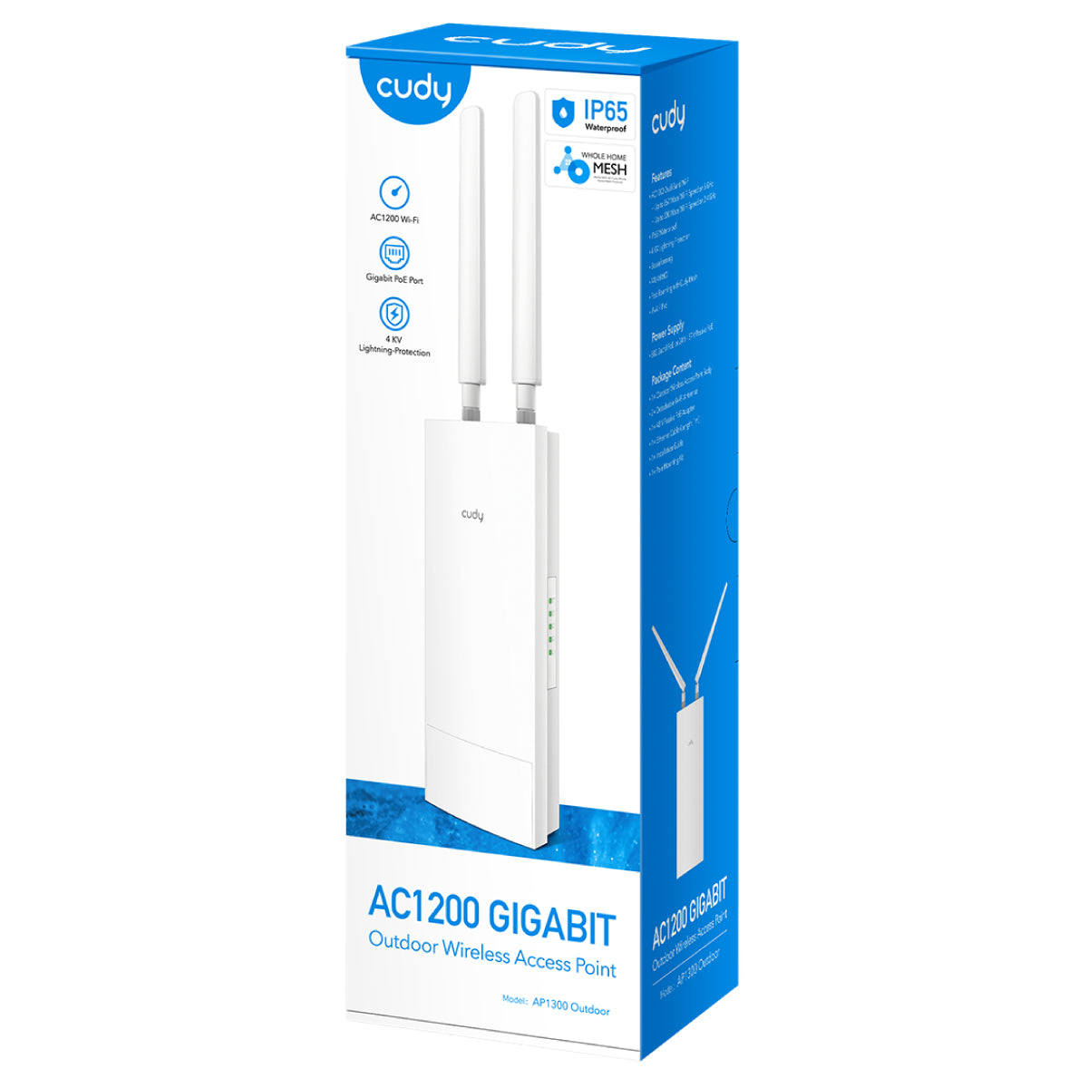 Cudy AP1300 – Access Point – Wi‑Fi 5 (2,4/5 GHz), 1,2 Gbit/s, GbE, PoE+, Wand/Stange