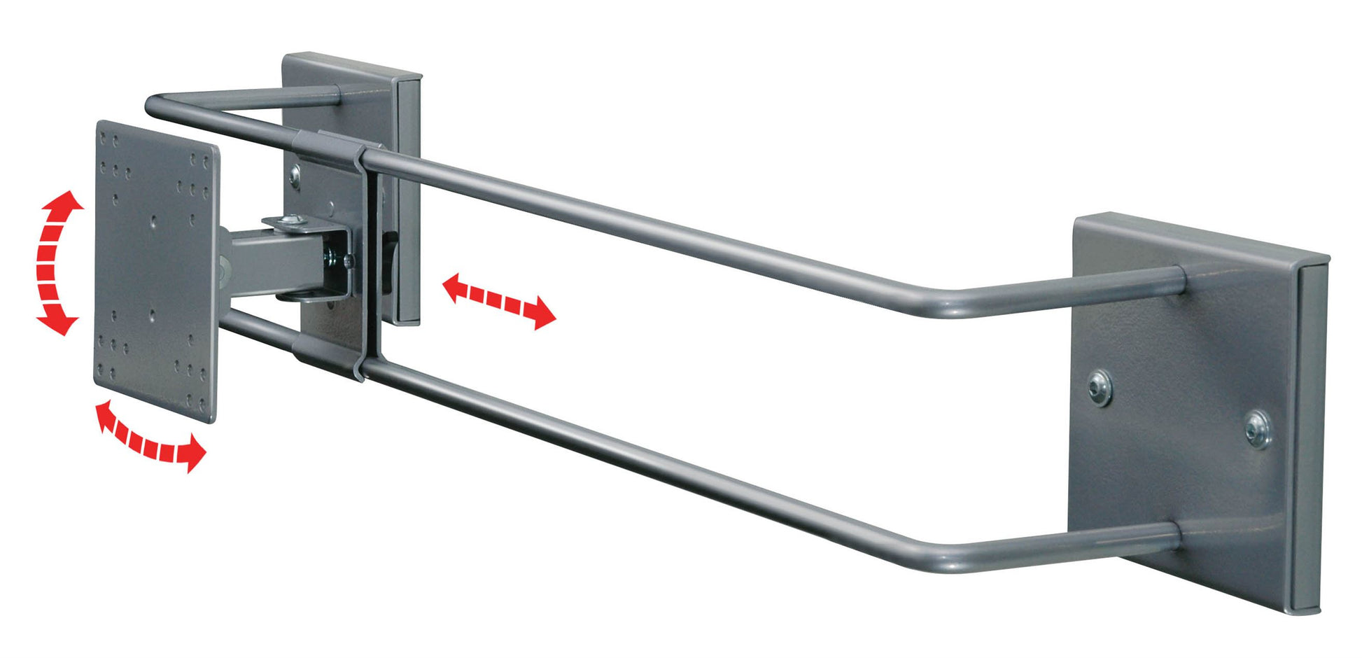 R-Go Tools Wandhalterung, schwenkbar, neigbar, bis 27", VESA 75×75–100×100, bis 10 kg, Silber
