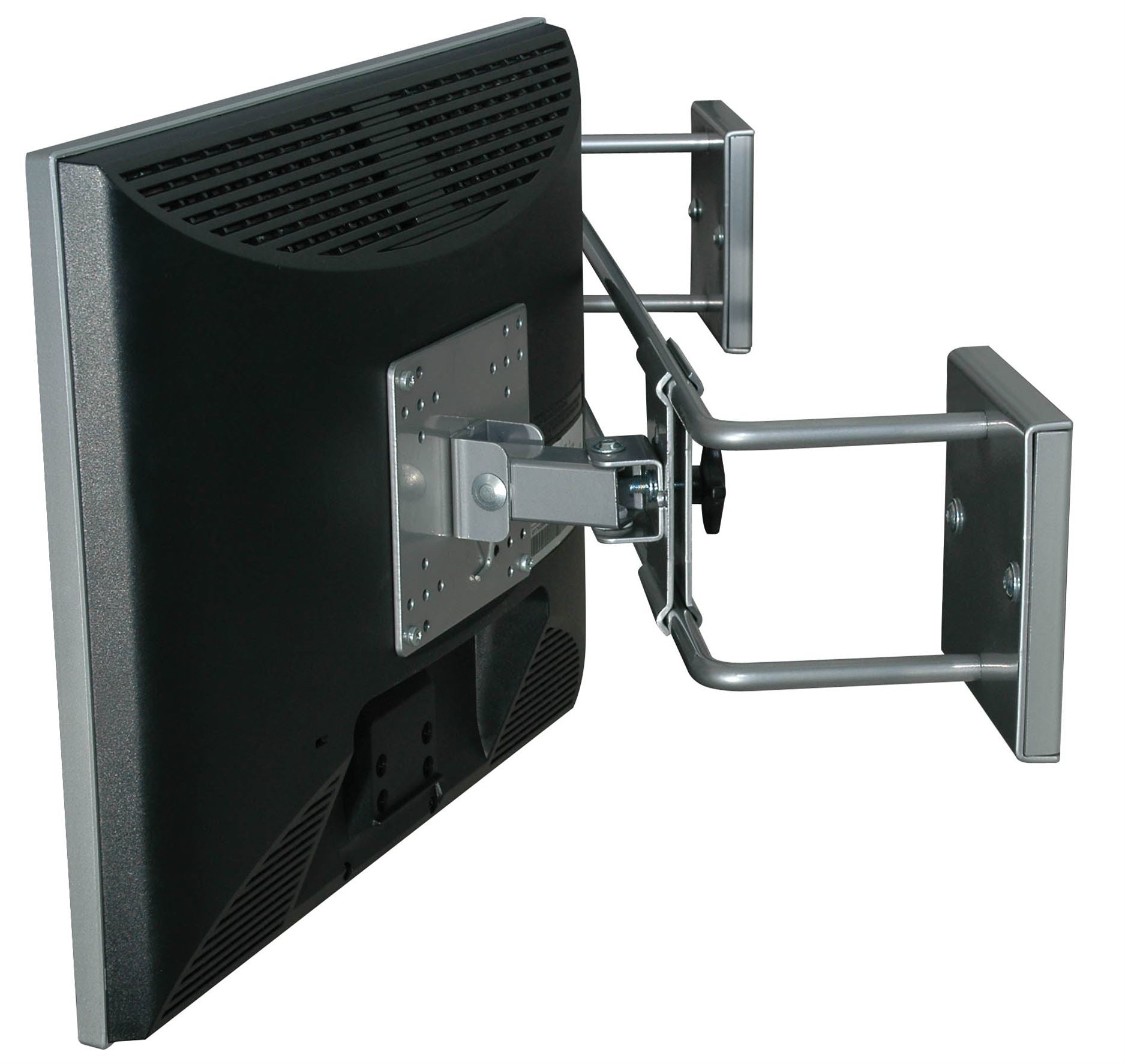 R-Go Tools Wandhalterung, schwenkbar, neigbar, bis 27", VESA 75×75–100×100, bis 10 kg, Silber