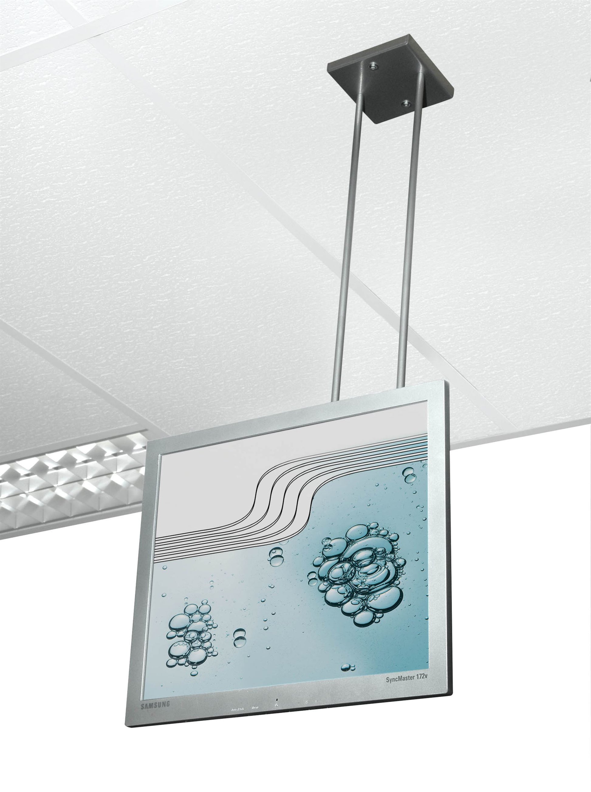 R-Go Tools Steel – Monitorhalterung, Decke, bis 27", VESA 75 × 75/100 × 100 mm, 10 kg, silber