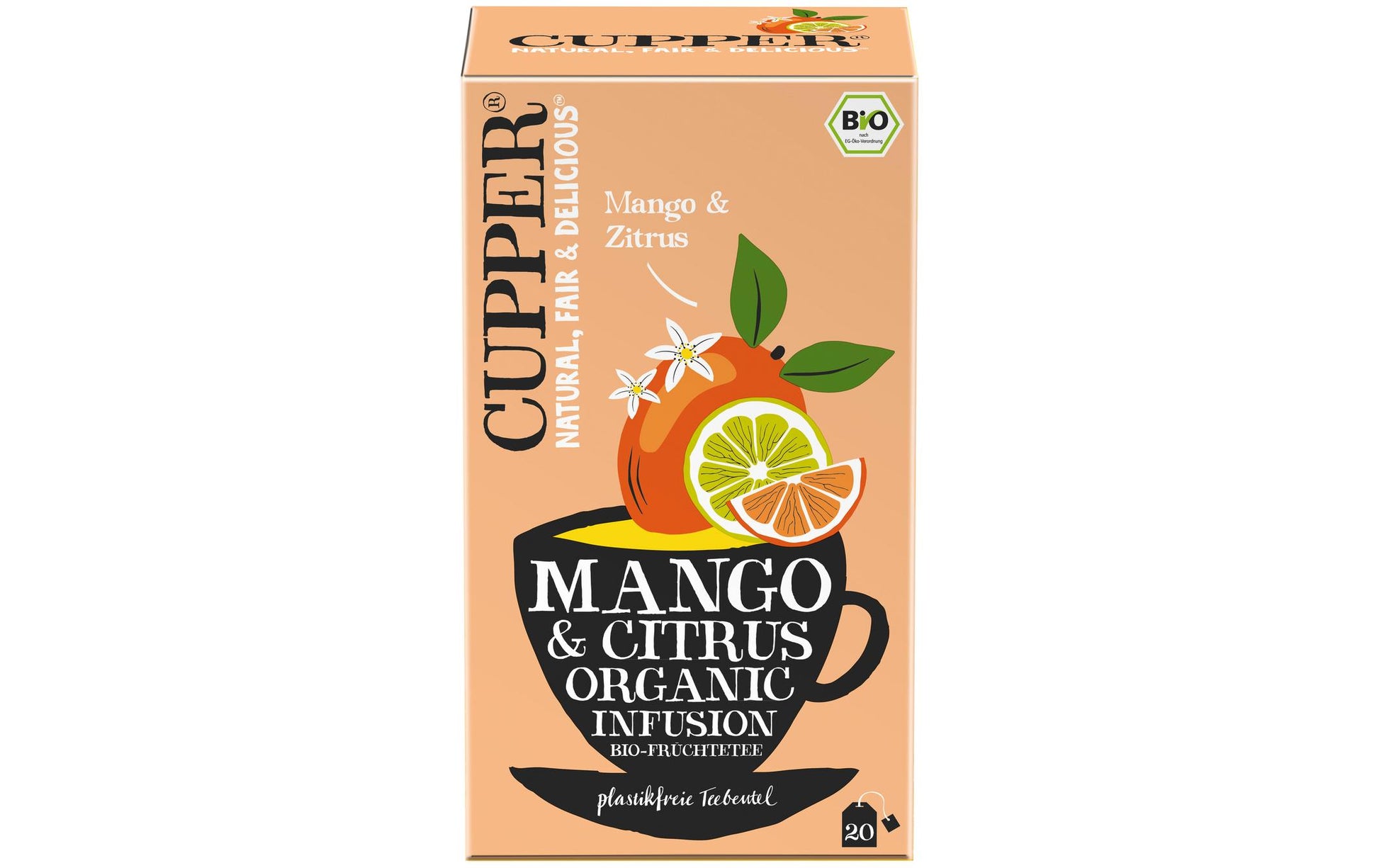 Cupper Tee Cupper – Früchtetee Mango & Zitrus – Teebeutel 20 Beutel – Bio