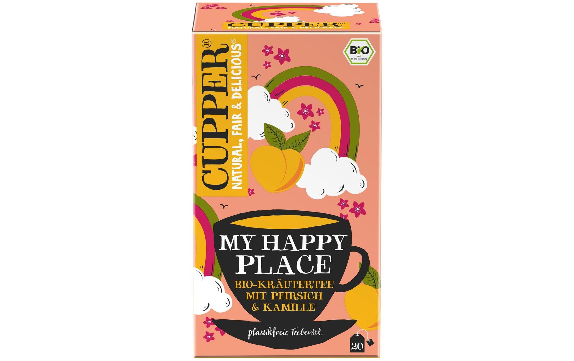 Cupper Tee Cupper – Kräutertee Kamille & Pfirsich – Teebeutel 20 Beutel – Bio