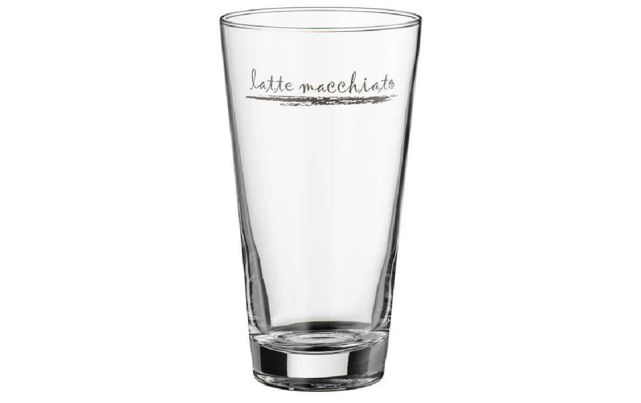 WMF Latte Macchiato Becher – 6er Set, 280 ml, H 15,0 cm, Glas, Transparent, spülmaschinenfest, inkl. Löffel
