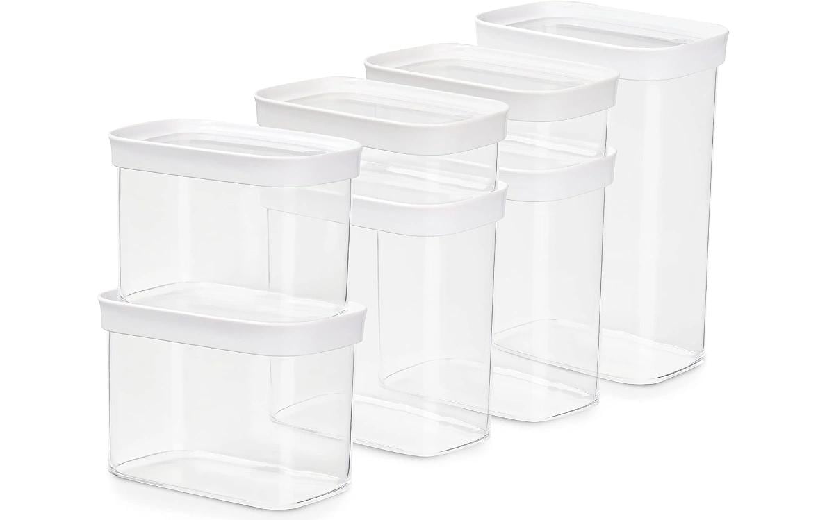 EMSA Vorratsdose 8,3 l, 9,9 × 16 × 23 cm, Kunststoff, 7-teilig, transparent/weiss