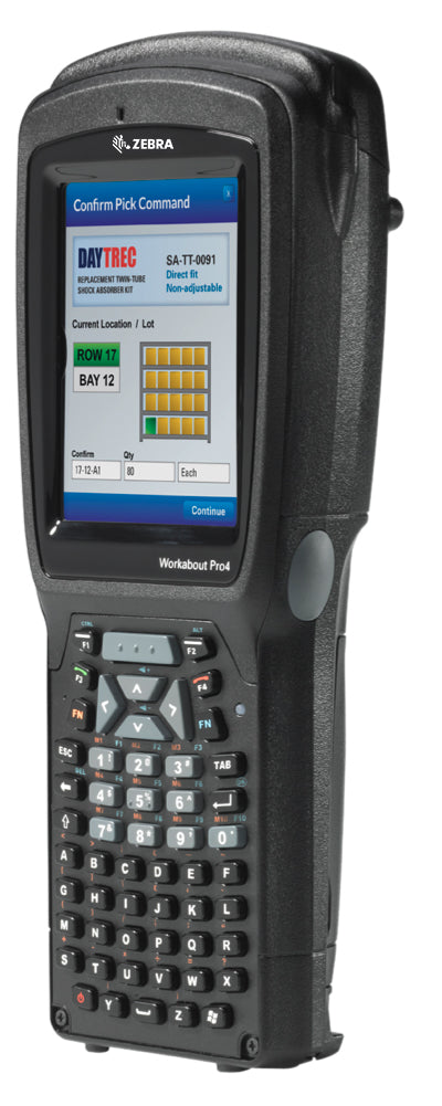 Zebra 3,7" – 640 × 480 Touch (4:3), OMAP AM3703, 512 MB RAM, 4 GB SSD, Windows Embedded Handheld 6.5