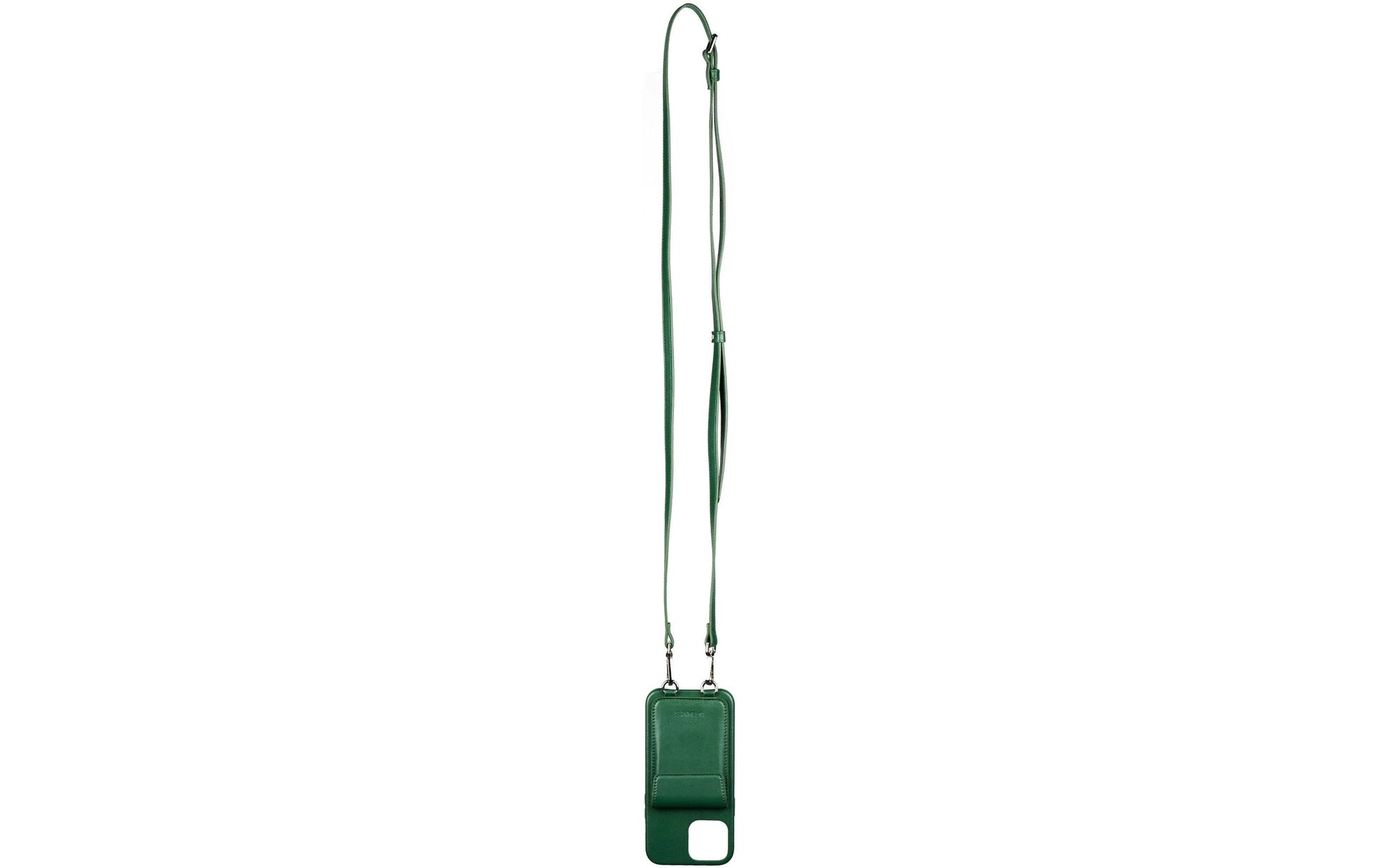 Urbany's Necklace-Hülle – für Apple iPhone 15 – Grün – Kunstleder, mit Kartenfach