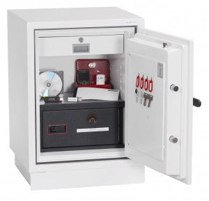 Phoenix Safe Co. Phoenix Feuerschutzbox DS2501F – Elektronikschloss – 70 l – Feuerschutz 90 min – Weiss