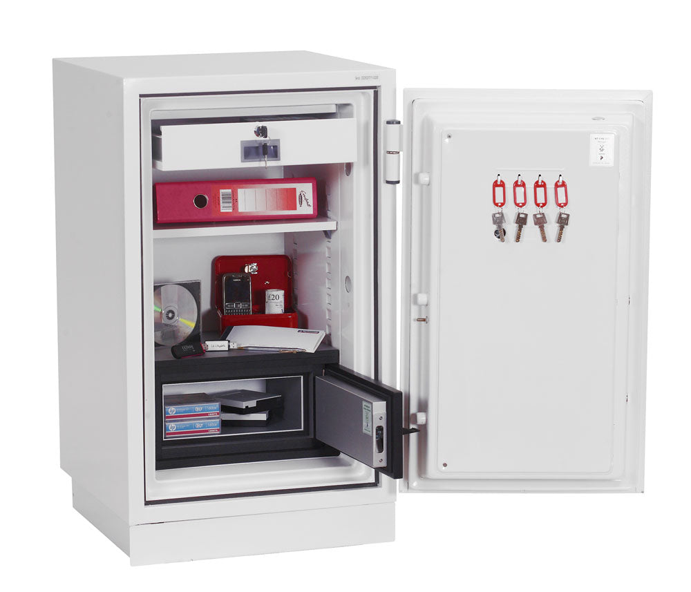 Phoenix Safe Co. Phoenix Sicherheitsschrank DATACOMBI DS2502F – Elektronikschloss – 84 l – Feuerschutz 90 min – Weiss