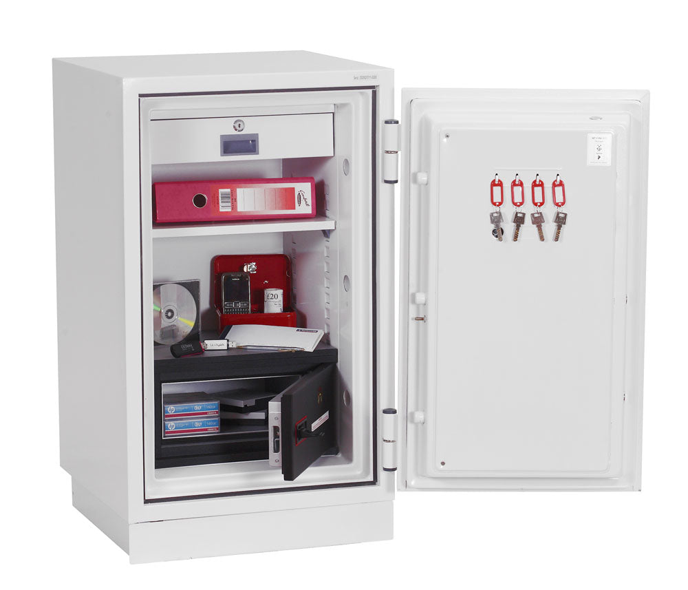 Phoenix Safe Co. Phoenix Sicherheitsschrank DATACOMBI DS2502F – Elektronikschloss – 84 l – Feuerschutz 90 min – Weiss