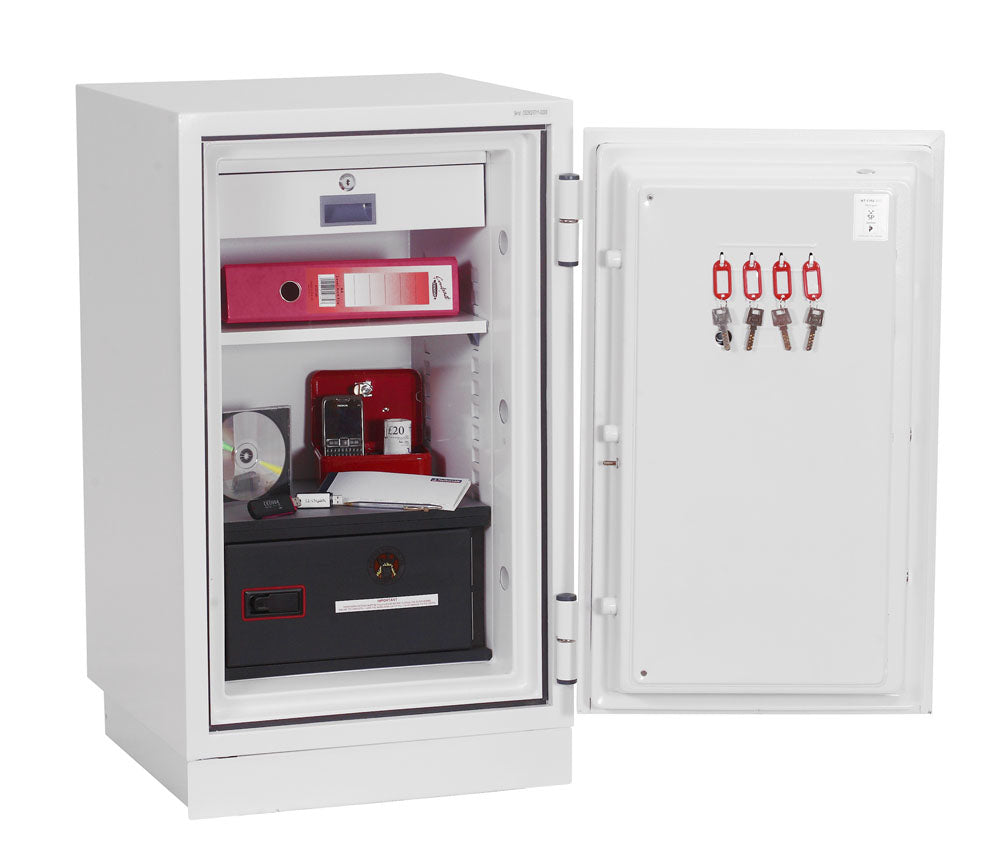 Phoenix Safe Co. Phoenix Sicherheitsschrank DATACOMBI DS2502F – Elektronikschloss – 84 l – Feuerschutz 90 min – Weiss