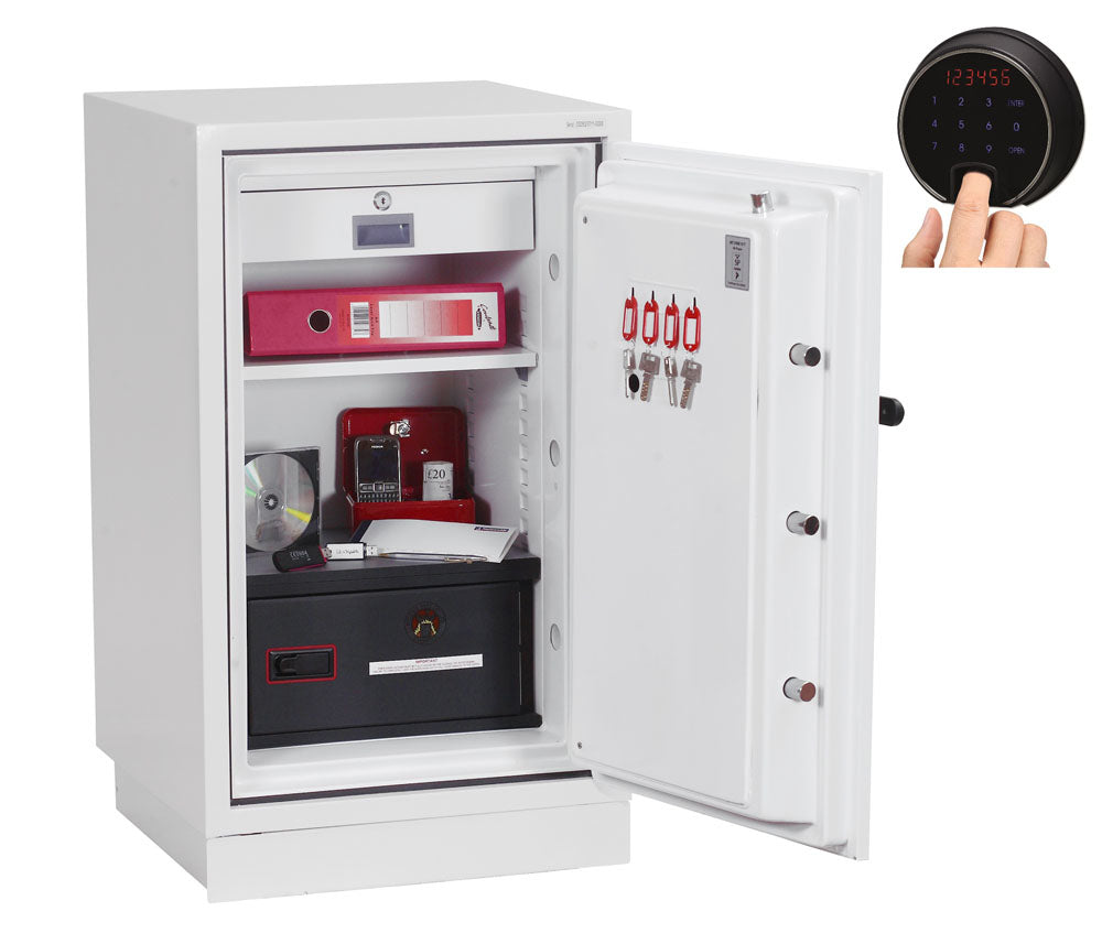 Phoenix Safe Co. Phoenix Sicherheitsschrank DATACOMBI DS2502F – Elektronikschloss – 84 l – Feuerschutz 90 min – Weiss