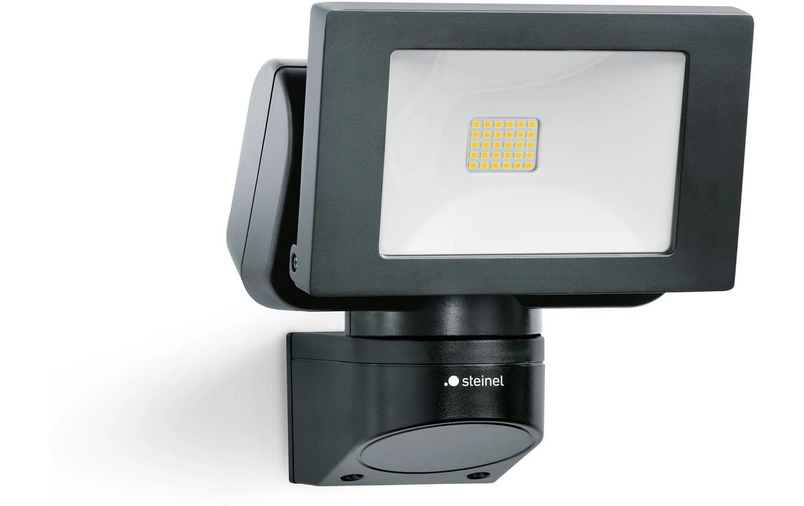 STEINEL Aussenwandleuchte – Neutralweiss, 4000 K, IP44, Netzbetrieb, Ein/Aus-Schalter, Schwarz, Aluminium