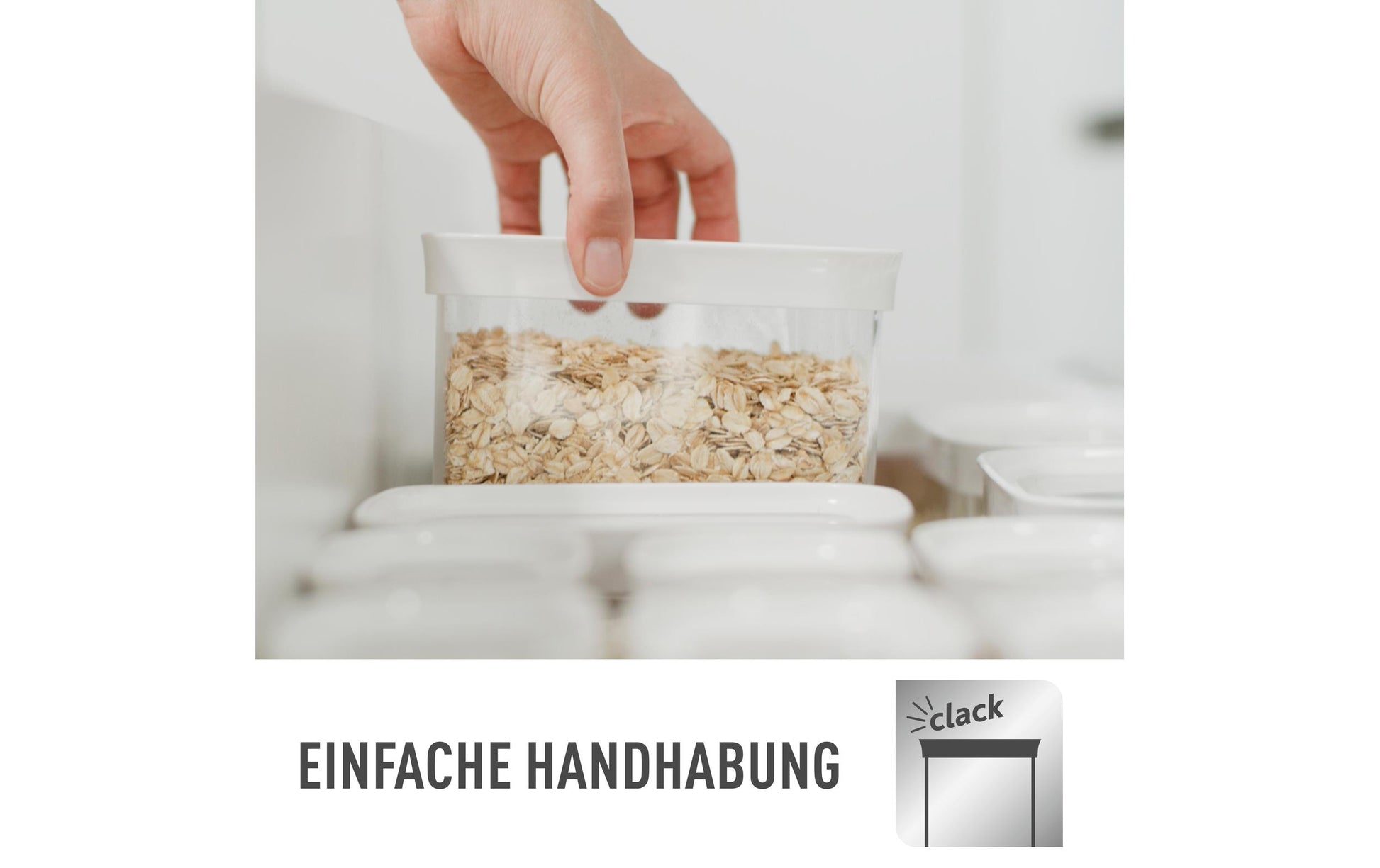EMSA Vorratsdose 8,3 l, 9,9 × 16 × 23 cm, Kunststoff, 7-teilig, transparent/weiss
