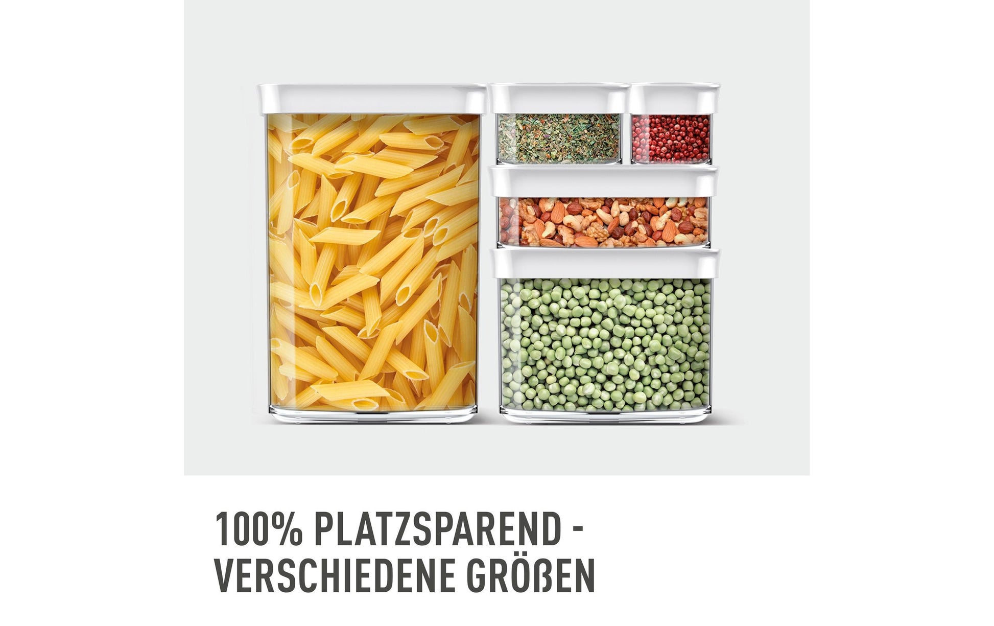 EMSA Vorratsdose 8,3 l, 9,9 × 16 × 23 cm, Kunststoff, 7-teilig, transparent/weiss