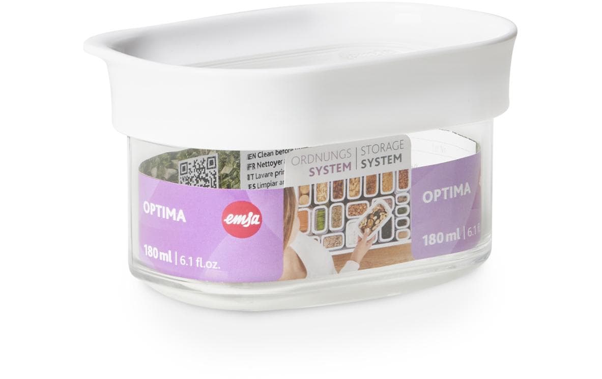EMSA Vorratsdose 180 ml, 9,9 × 6,9 × 6,5 cm, Kunststoff (MS/TPE), BPA-frei, transparent/weiss