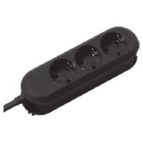 Bachmann Steckdosenleiste – 3× Schuko (Typ E/F), 1,5 m, ohne Schalter, mit Berührungsschutz, schwarz