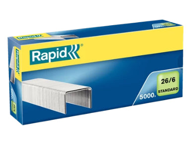 Rapid Heftklammern 26/6 – 6 mm, 20 Blatt – Metall, silber – 5000 Stk.