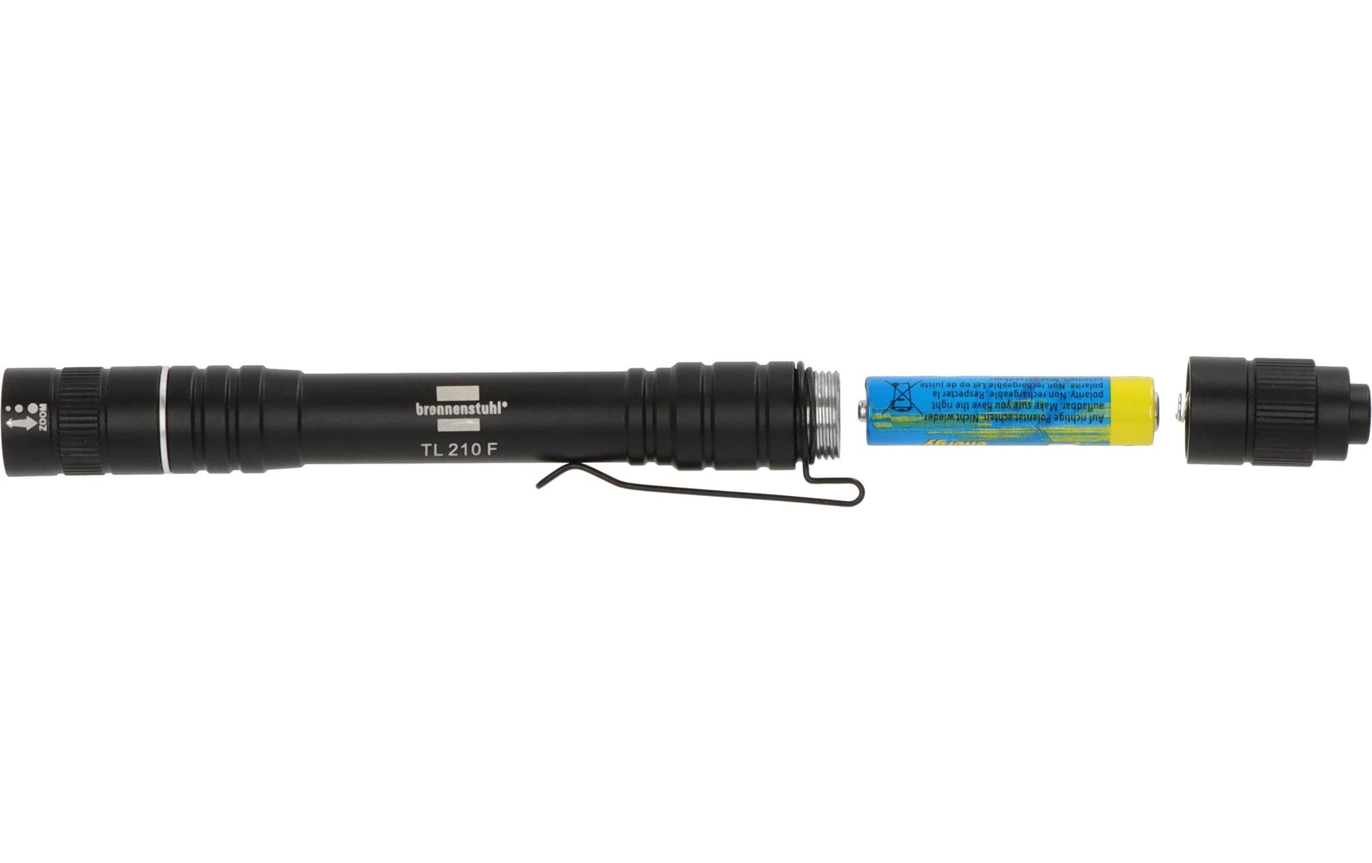 Brennenstuhl Taschenlampe TL 210F – 180 lm, 50 m, IP44, 4 Modi – Schwarz
