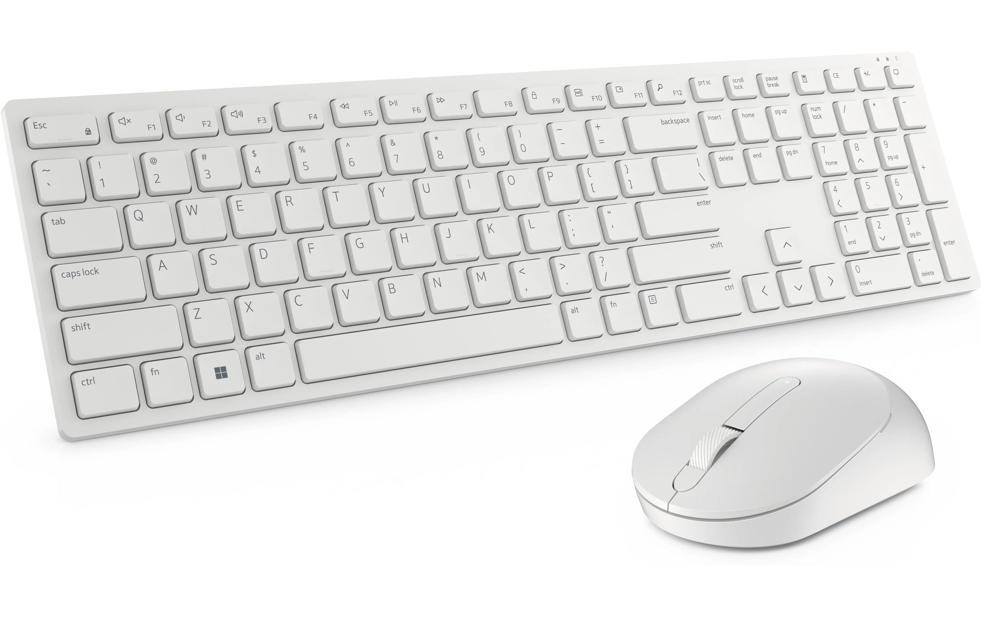 Dell KM5221 – Tastatur, kabellos (2,4 GHz), CH-Layout (DE-CH), Fullsize (mit Ziffernblock), Scissor, Weiss