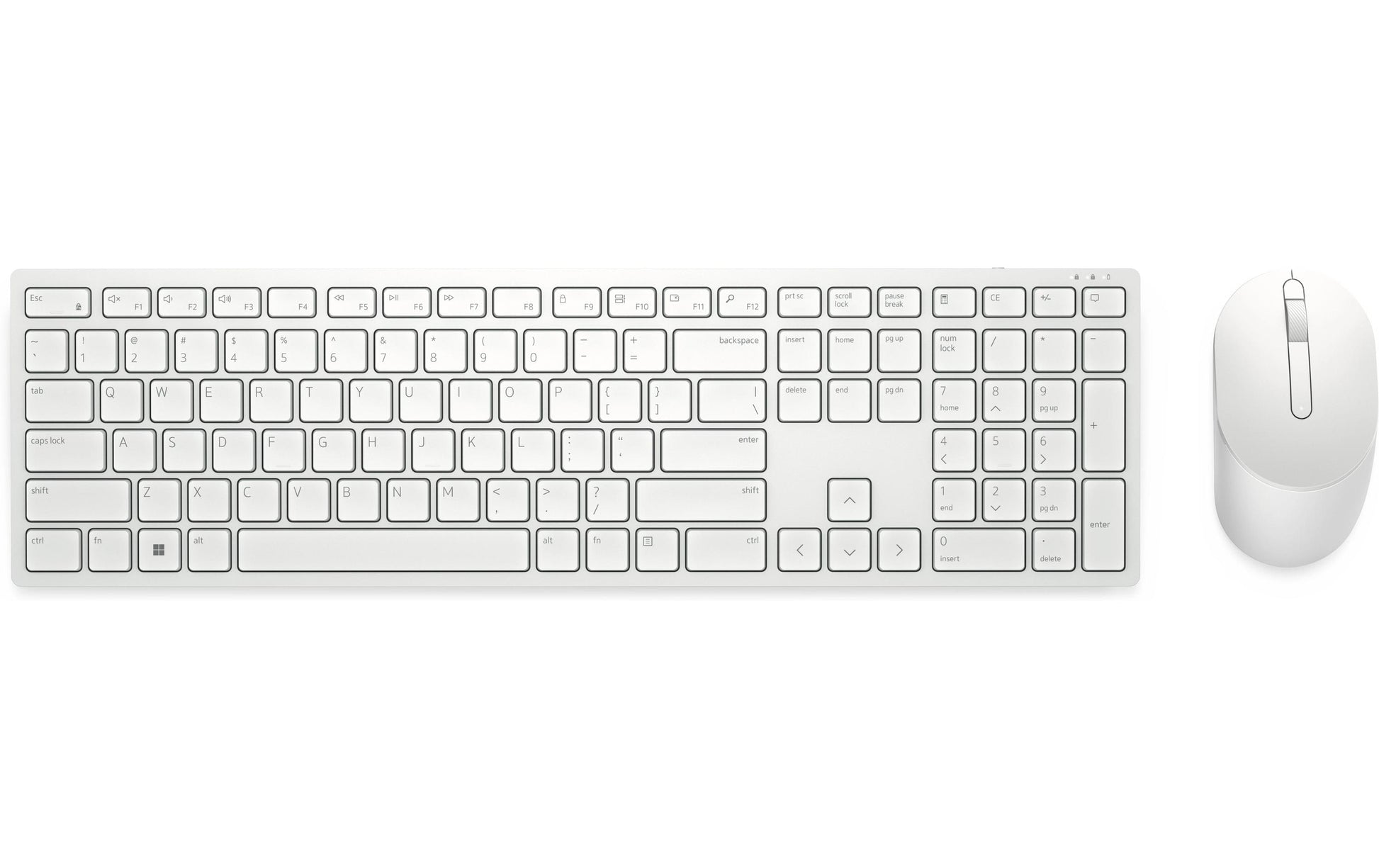 Dell KM5221 – Tastatur, kabellos (2,4 GHz), CH-Layout (DE-CH), Fullsize (mit Ziffernblock), Scissor, Weiss