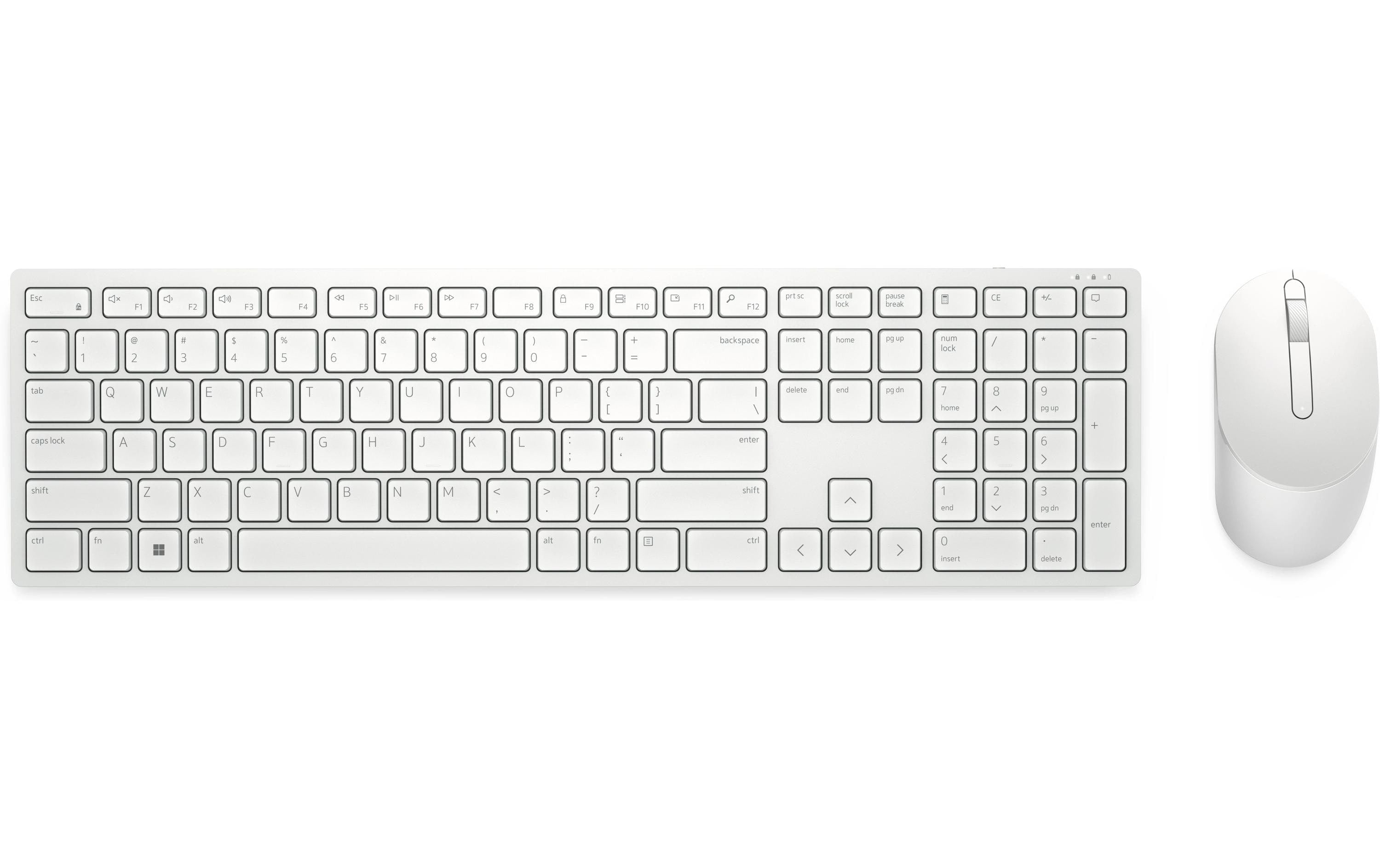 Dell KM5221 – Tastatur, kabellos (2,4 GHz), CH-Layout (DE-CH), Fullsize (mit Ziffernblock), Scissor, Weiss