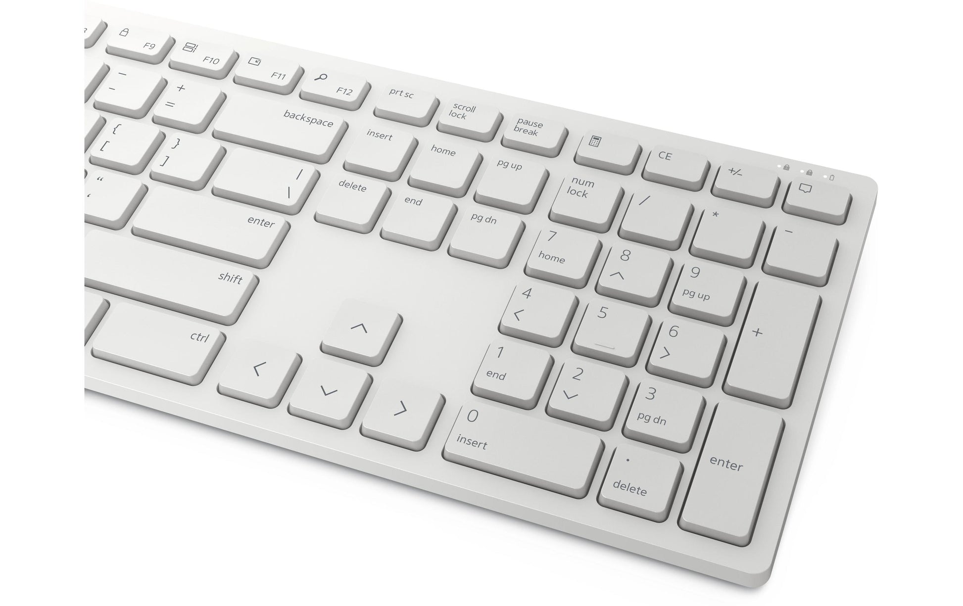 Dell KM5221 – Tastatur, kabellos (2,4 GHz), CH-Layout (DE-CH), Fullsize (mit Ziffernblock), Scissor, Weiss