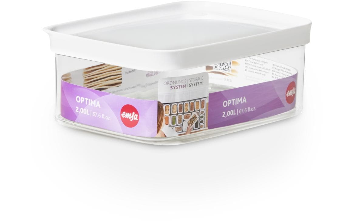 EMSA Vorratsdose 2 L, 22,5 × 16 × 9,1 cm, Kunststoff, Transparent